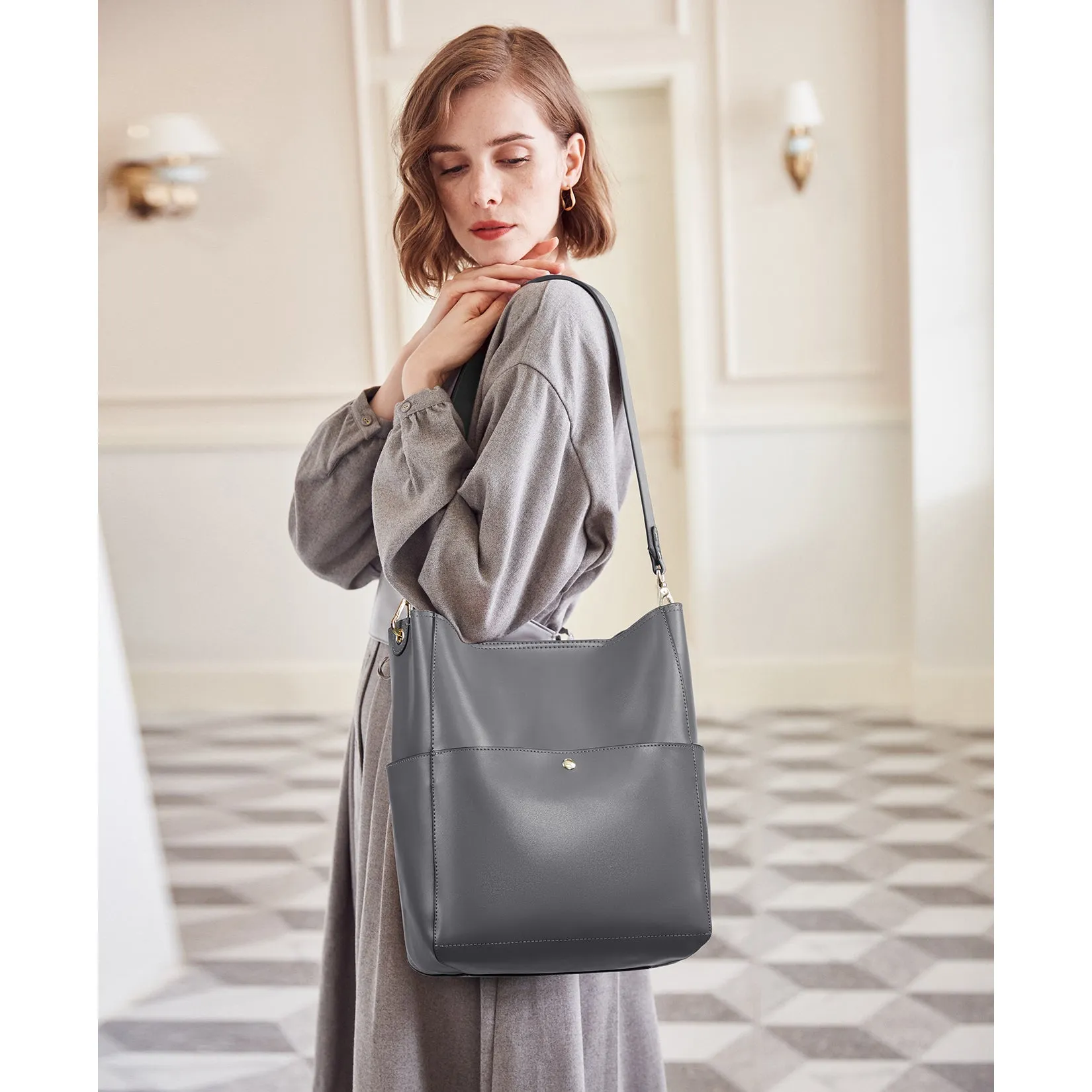 Lotty Leather Hobo Bag With 2 Shoulder Straps