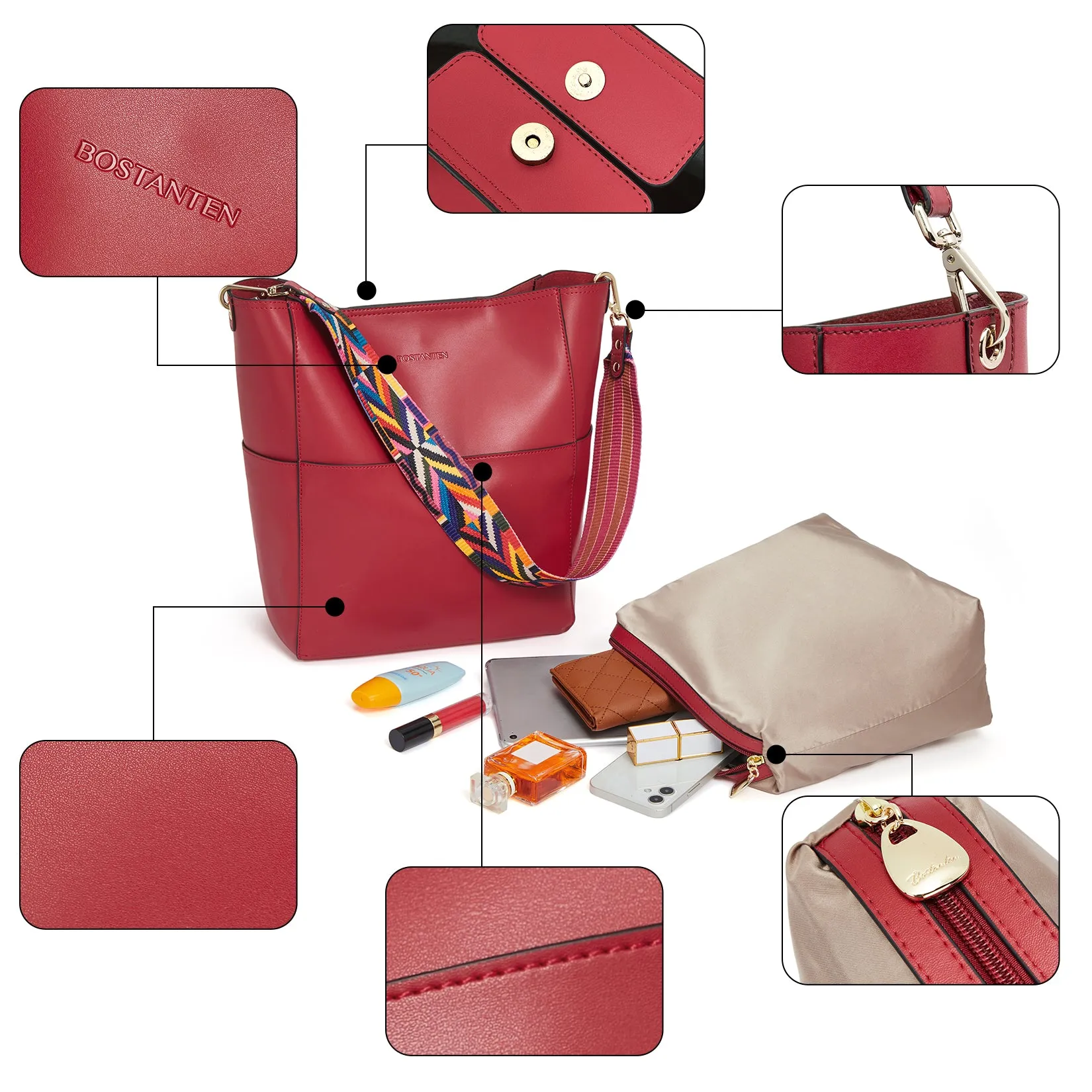 Lotty Leather Hobo Bag With 2 Shoulder Straps