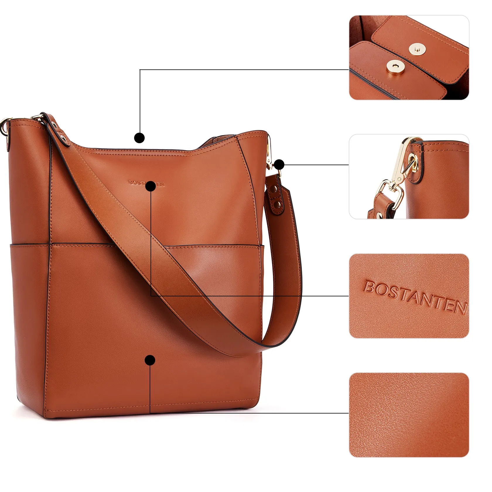 Lotty Leather Hobo Bag With 2 Shoulder Straps
