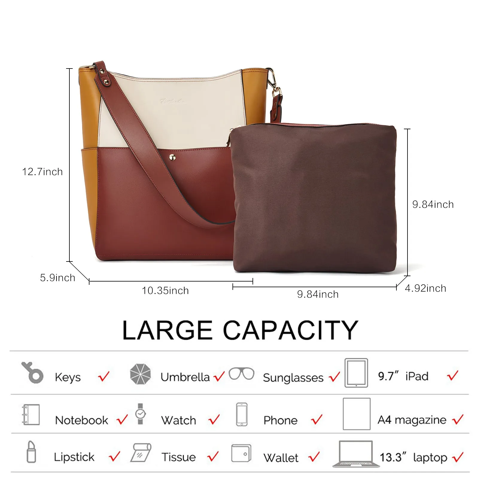 Lotty Leather Hobo Bag With 2 Shoulder Straps