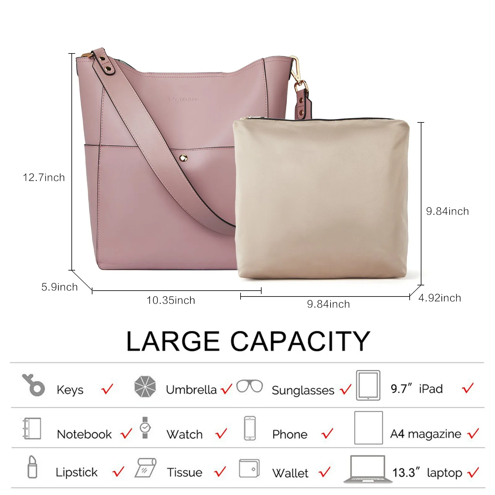 Lotty Leather Hobo Bag With 2 Shoulder Straps