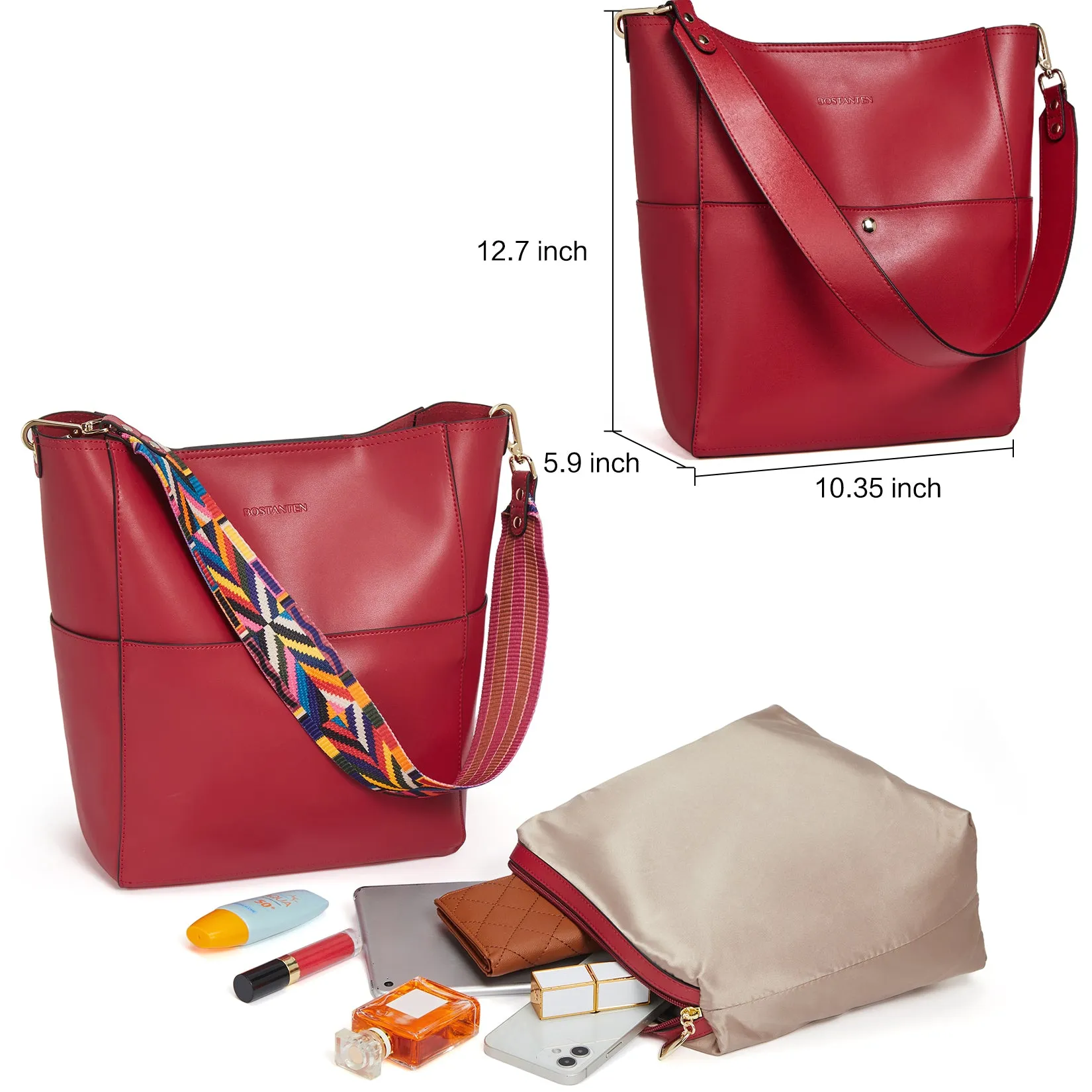 Lotty Leather Hobo Bag With 2 Shoulder Straps