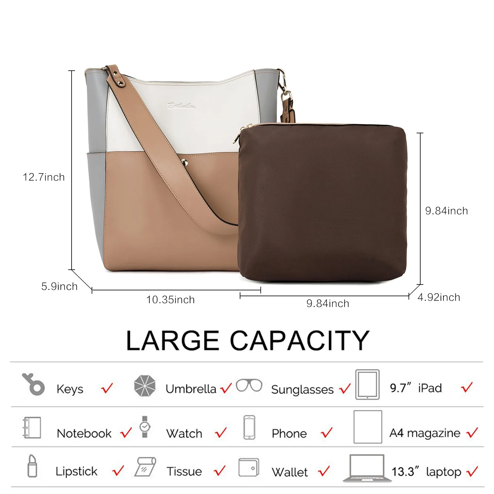 Lotty Leather Hobo Bag With 2 Shoulder Straps