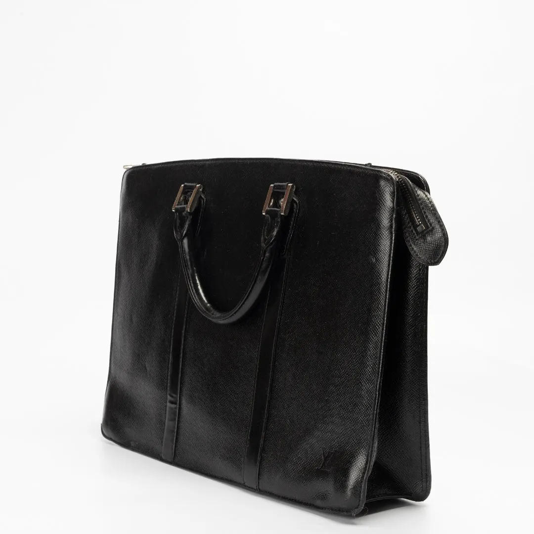 Louis Vuitton Black Taiga Leather Lozan Briefcase