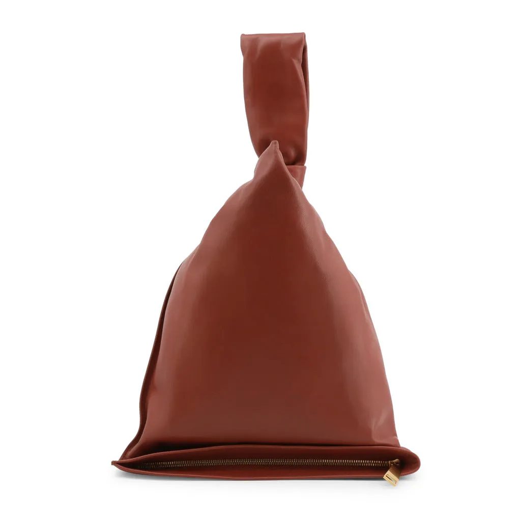 Luxurious Italian Leather Handbag with Zip Closure and Logo Detail