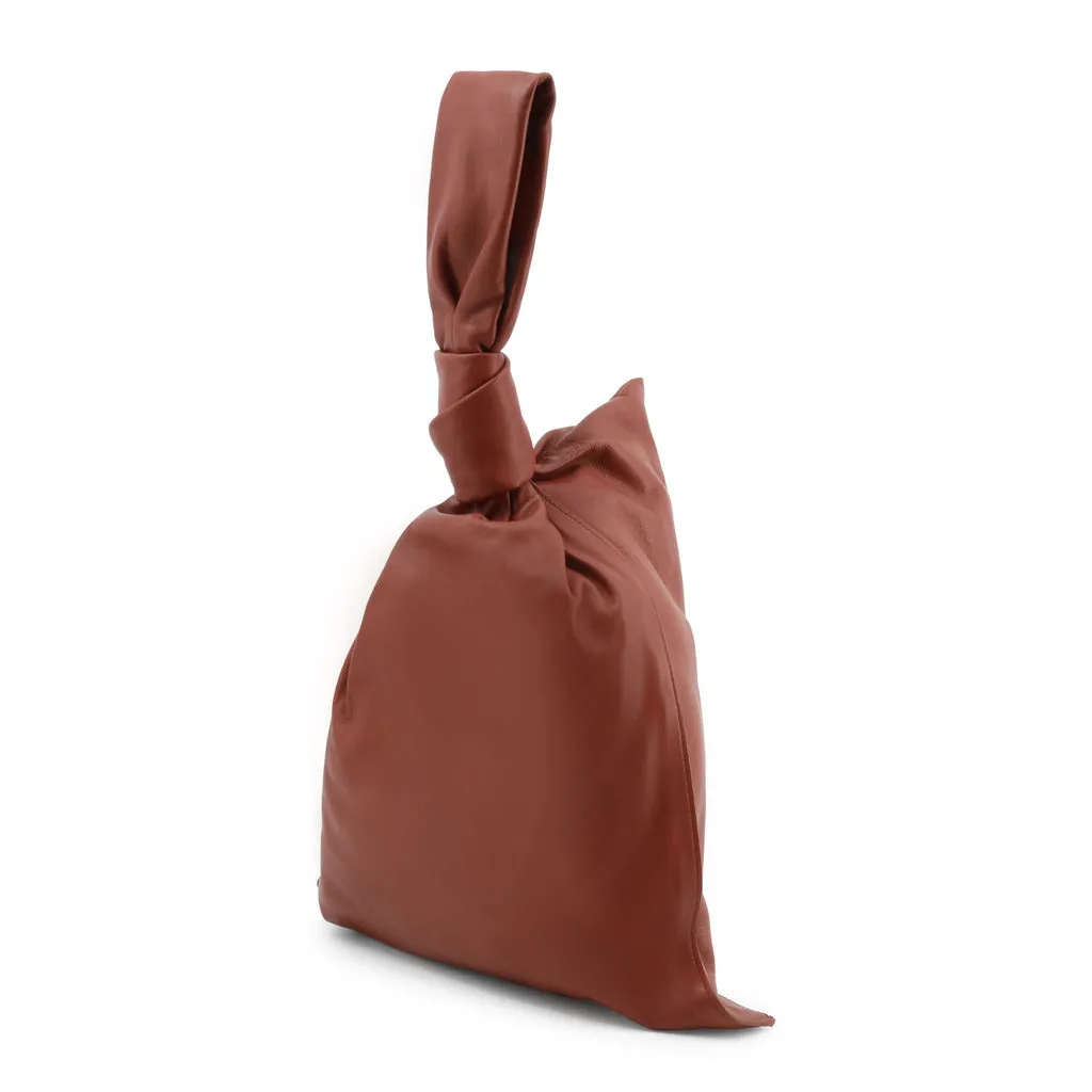 Luxurious Italian Leather Handbag with Zip Closure and Logo Detail