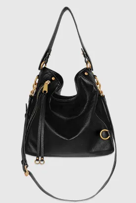 M.A.B. Hobo Bag In Black/Antique Brass