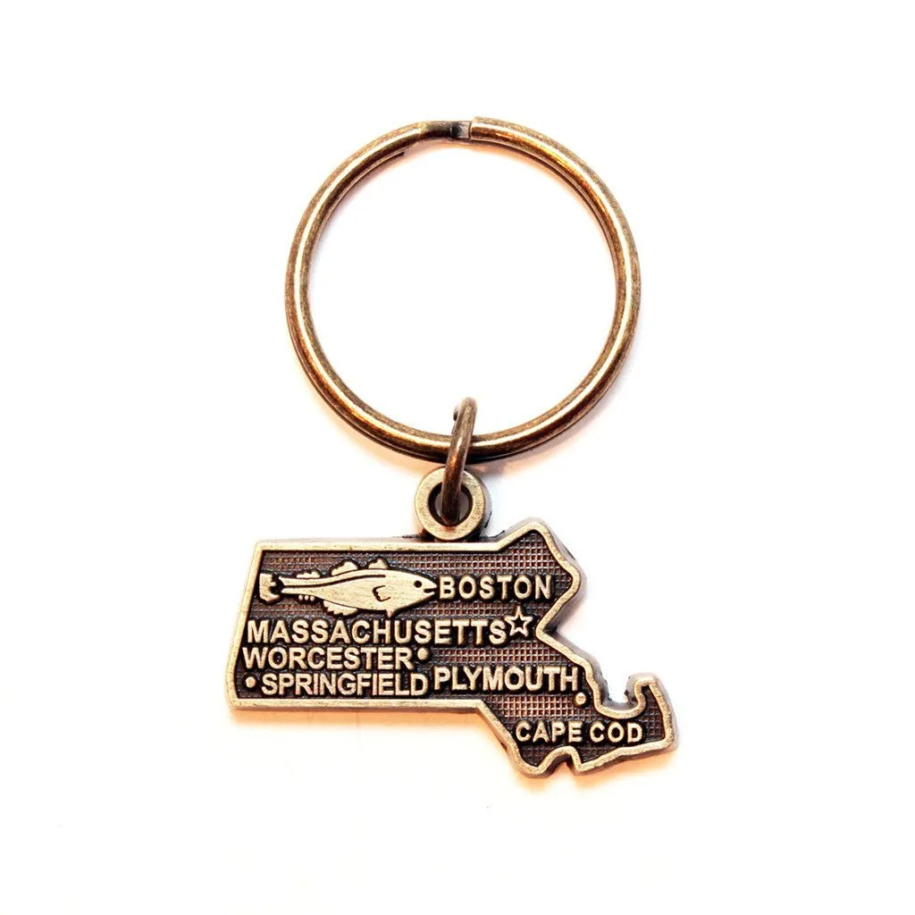 Massachusetts Key Chain - High Quality Thick Metal State Key Ring