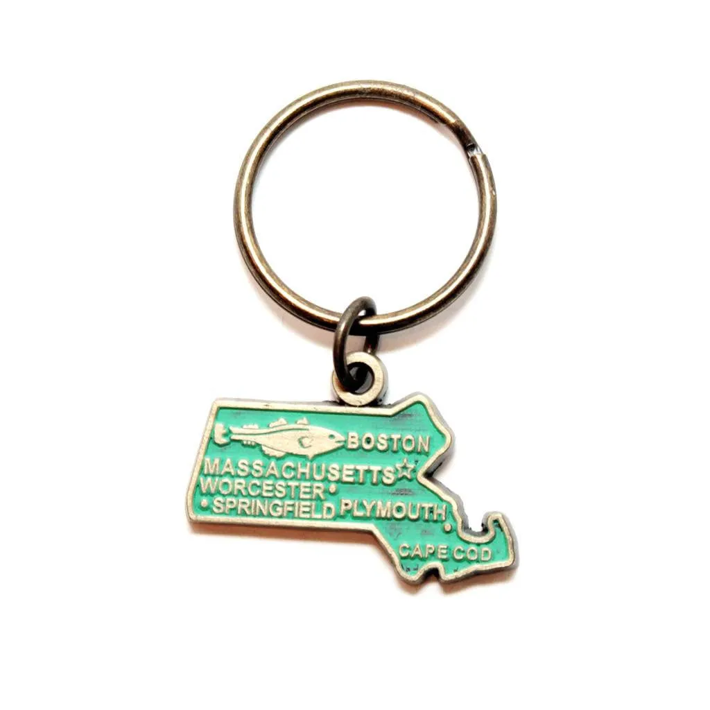 Massachusetts Key Chain - High Quality Thick Metal State Key Ring