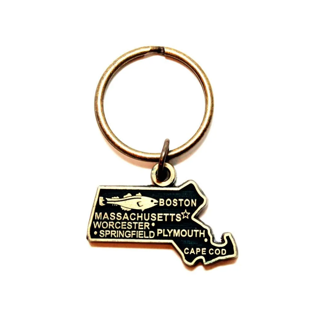 Massachusetts Key Chain - High Quality Thick Metal State Key Ring
