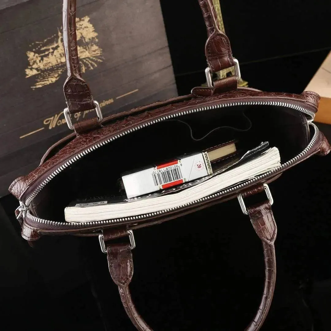 Mens Genuine Crocodile Leather Briefcase Messenger Handle Shoulder Bag