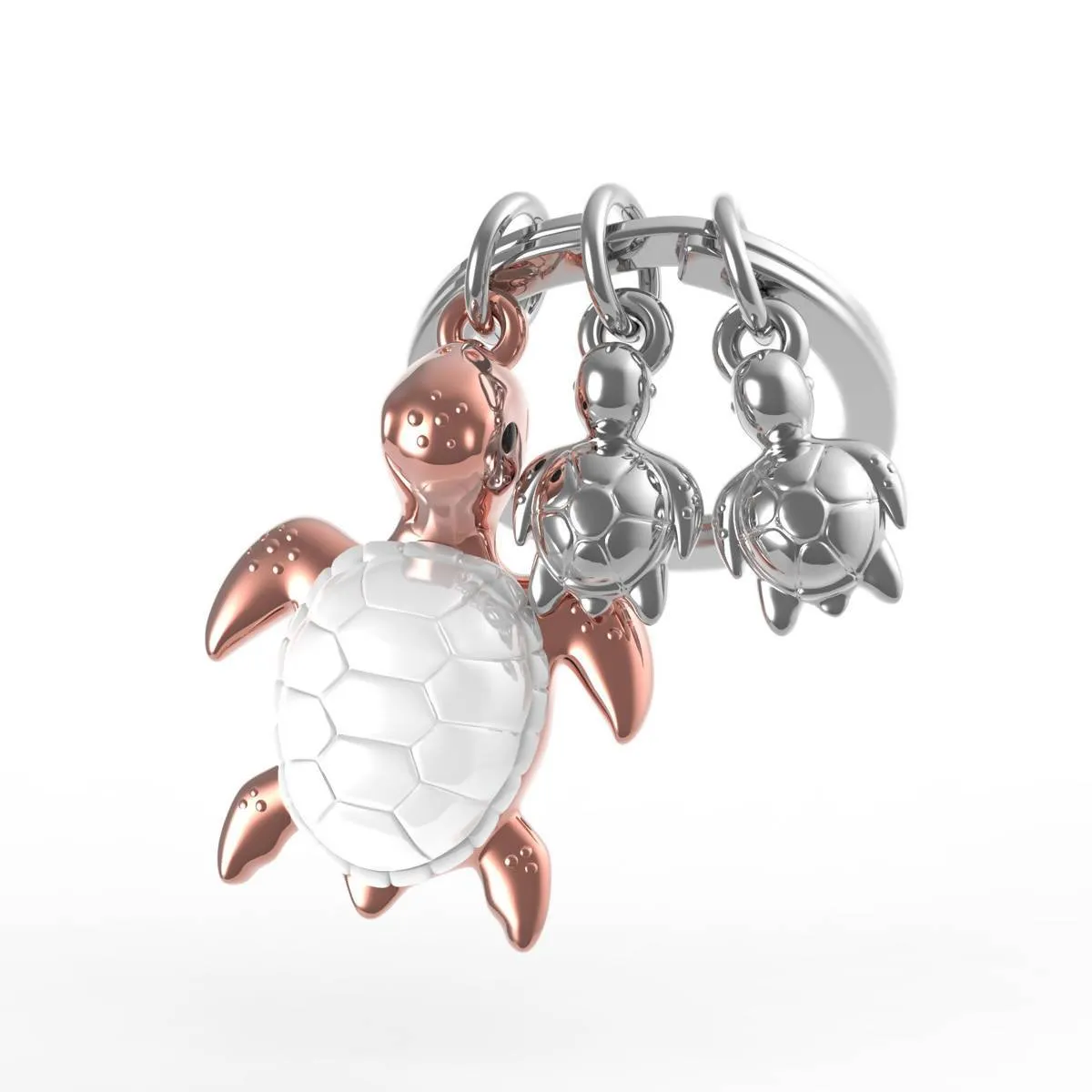 Metalmorphose Rose Gold Turtle Family Keychain