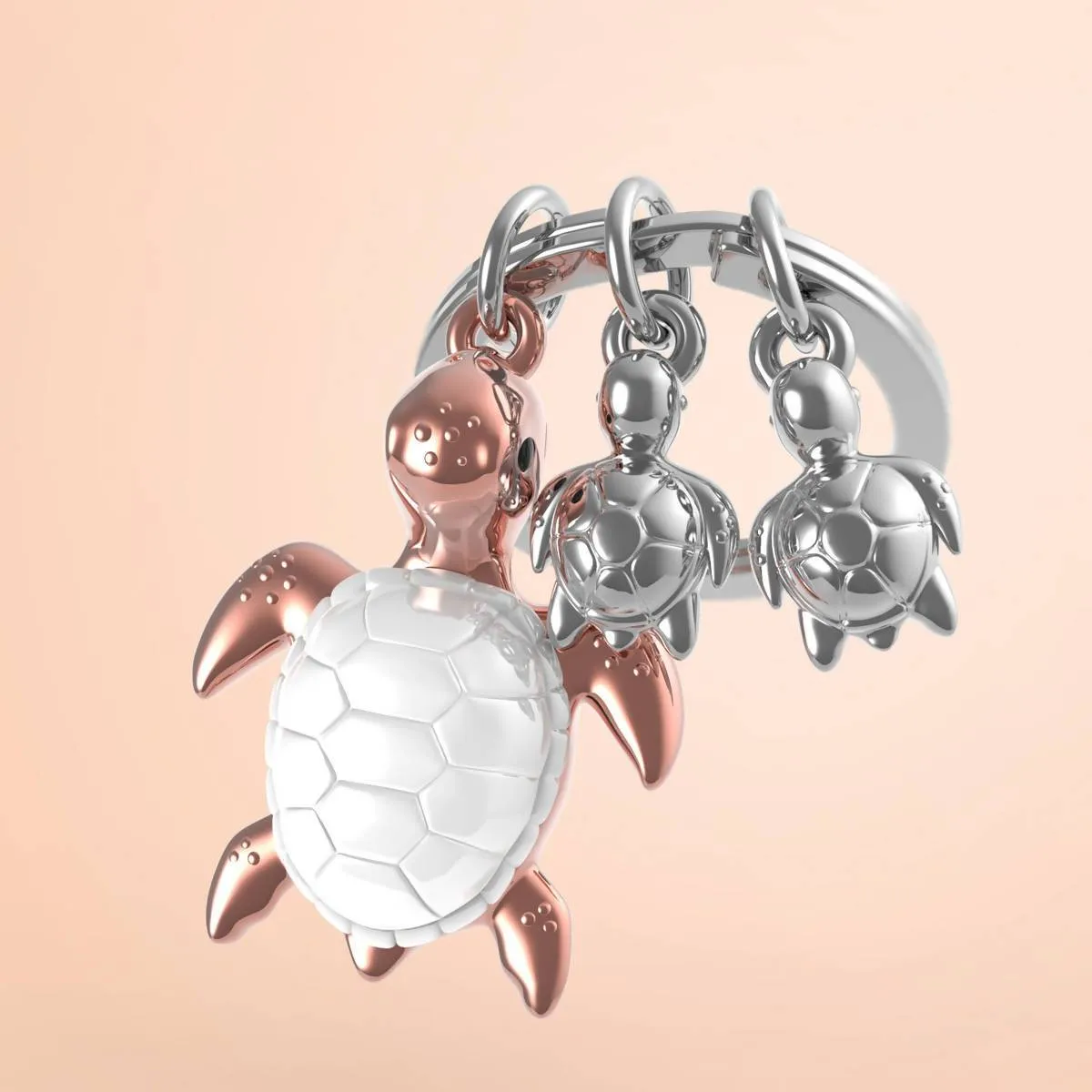 Metalmorphose Rose Gold Turtle Family Keychain