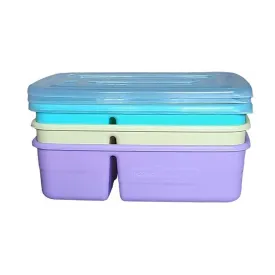 MISS MOLLY Food Saver Dual Comp Container Regal Mixed Colour (3 Pack) BPA-Free