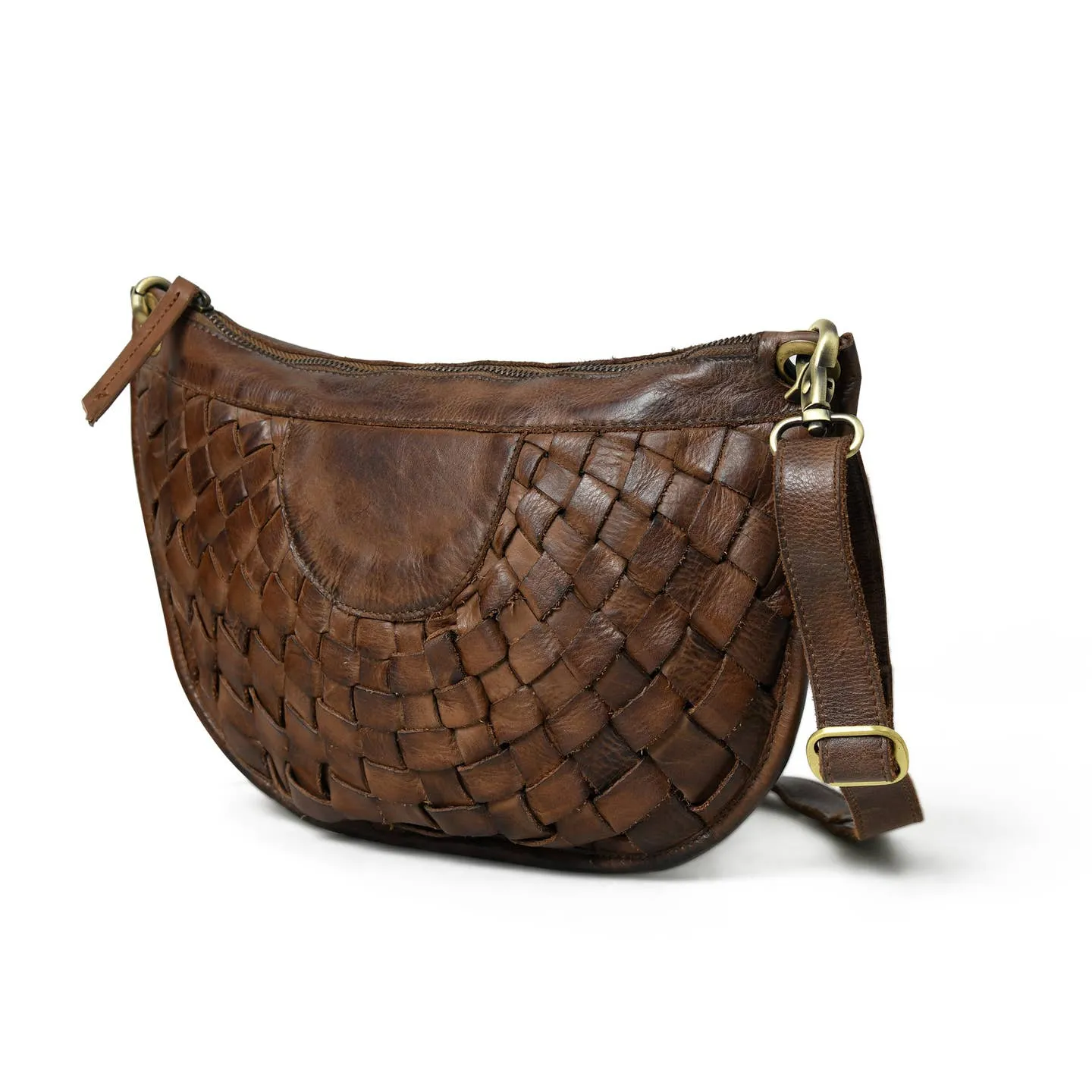 Moon Woven Leather Crossbody