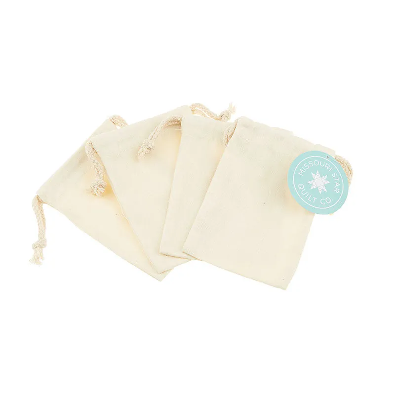 MSQC Blank Craft Base: Natural Canvas Drawstring Favor Bag Set (4)