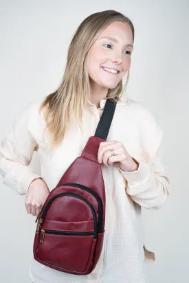NGIL Red Faux Leather Small Lyla Sling Bag