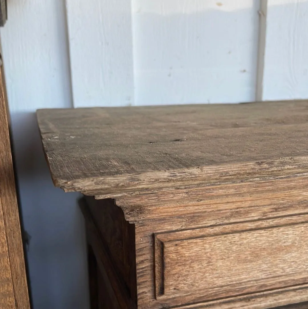 Oak Cabinet Bleached with Doors and Compartments