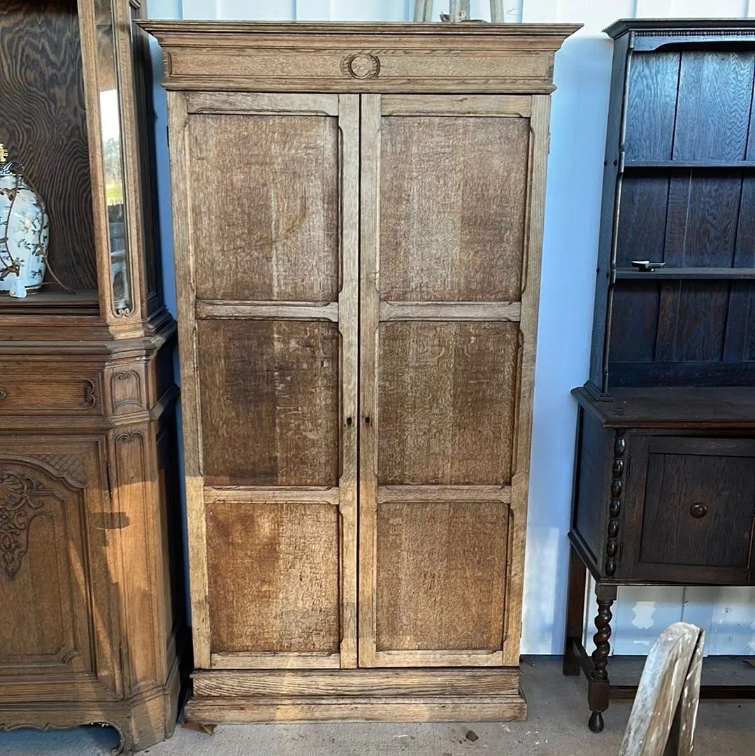 Oak Cabinet Bleached with Doors and Compartments