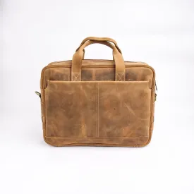 Oxford Pure Wood Brown Leather Vintage Business Laptop Bag