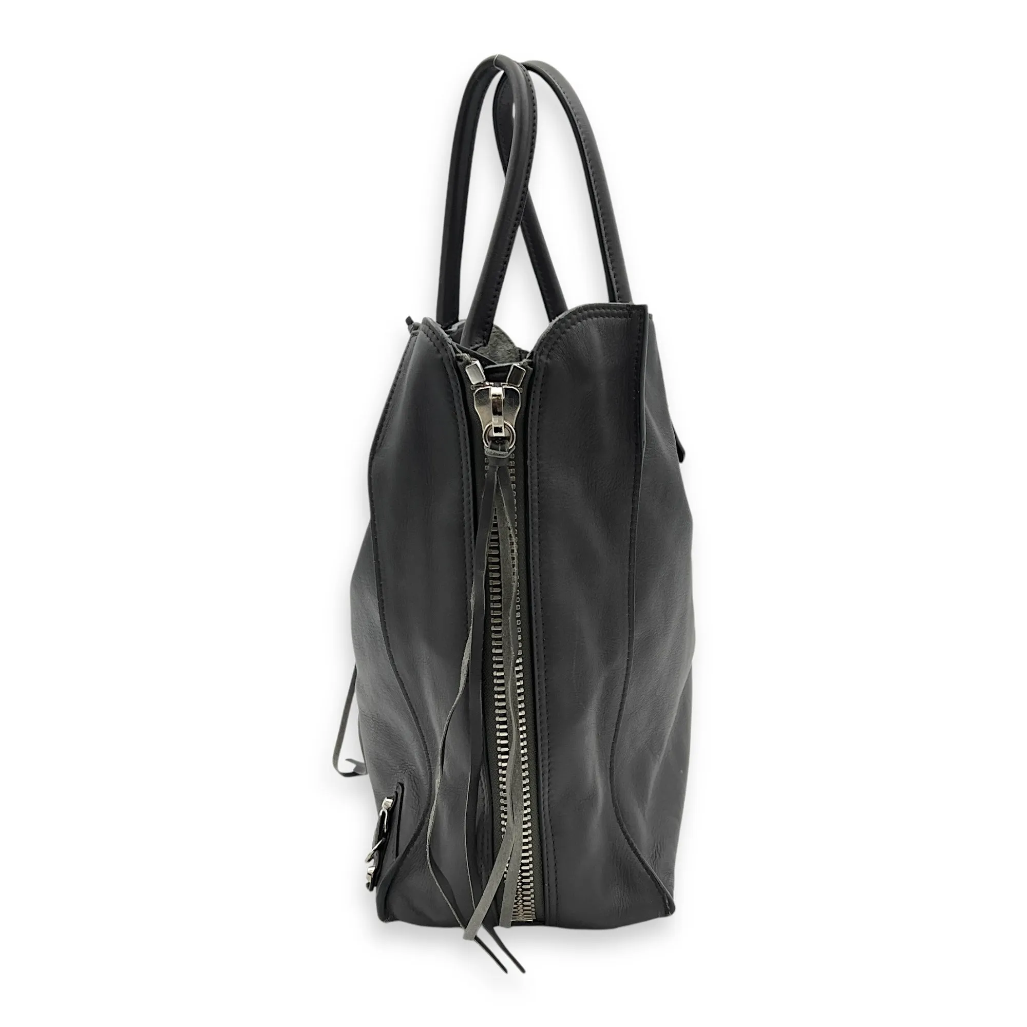 Papier  Tote Bag Grey in Calfskin, Silver
