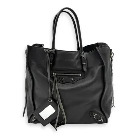 Papier  Tote Bag Grey in Calfskin, Silver