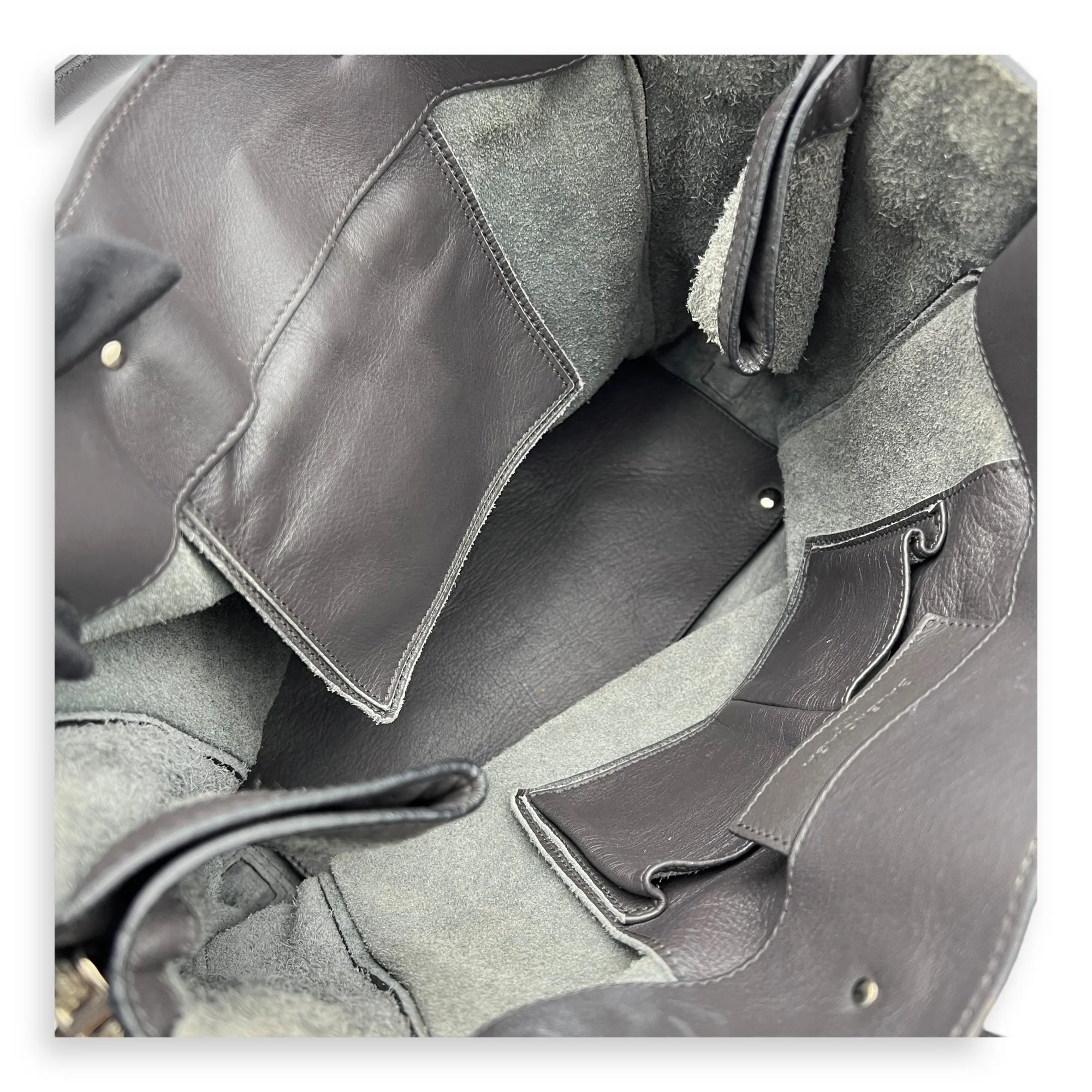 Papier  Tote Bag Grey in Calfskin, Silver