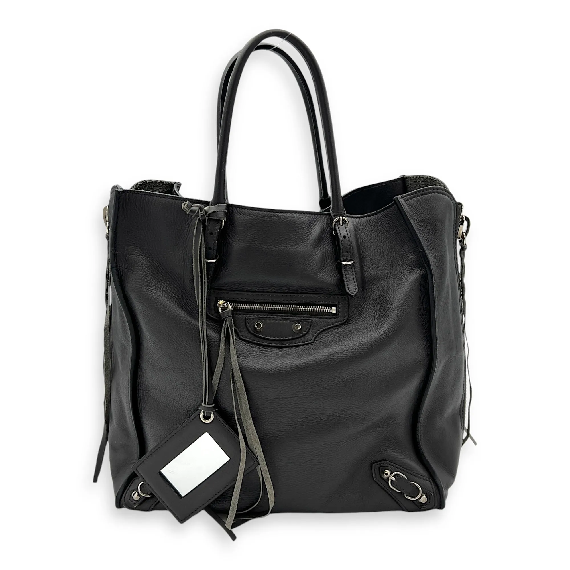 Papier  Tote Bag Grey in Calfskin, Silver