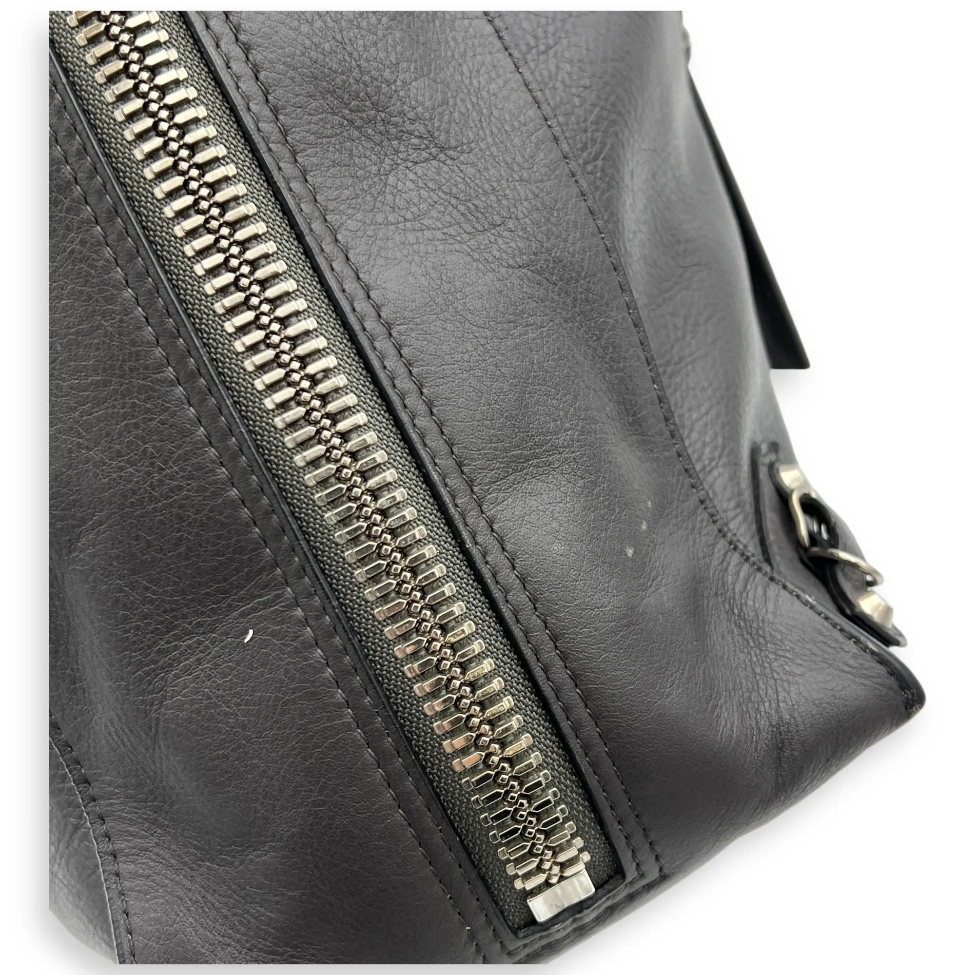 Papier  Tote Bag Grey in Calfskin, Silver