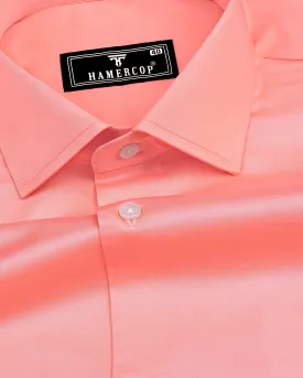 Peach Soft Touch Satin Premium Cotton Shirt