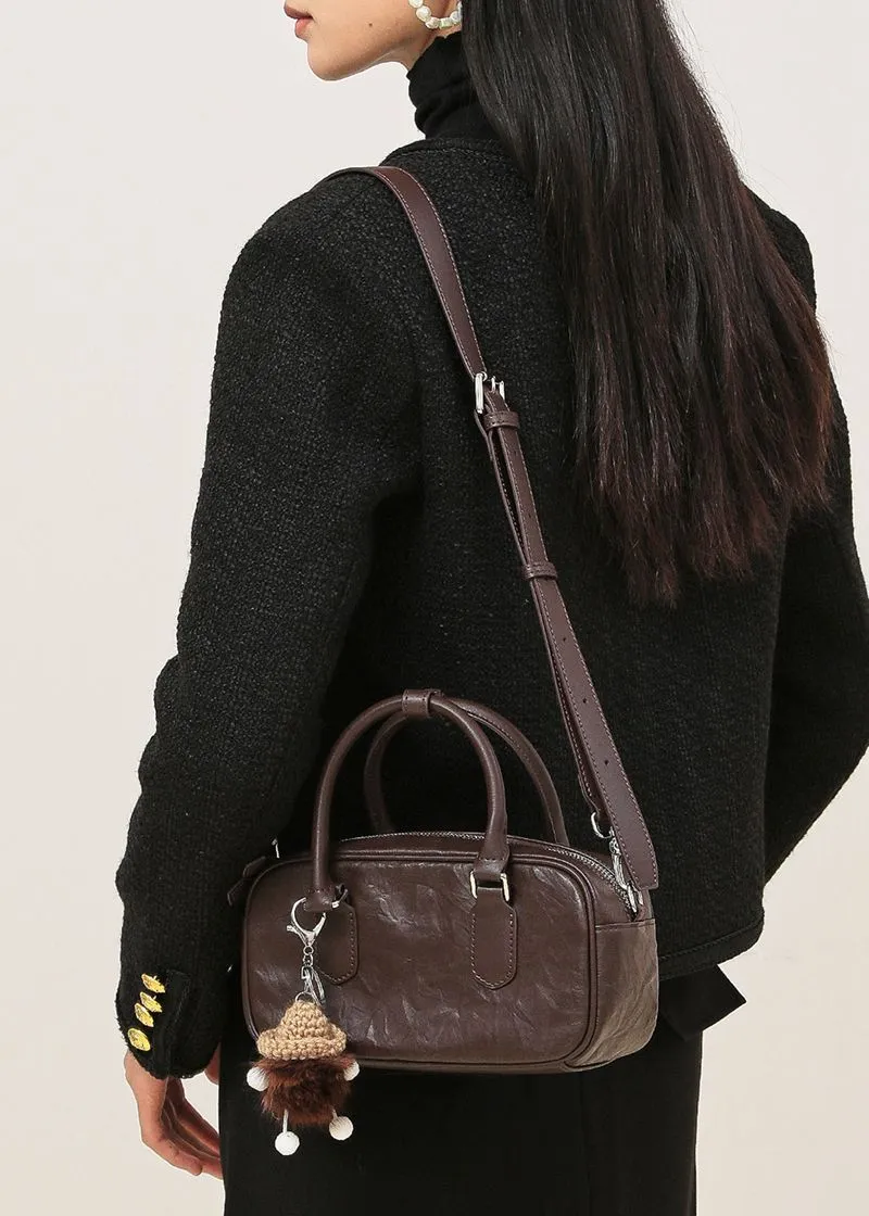 Pleated leather Handle Crossbody Bag
