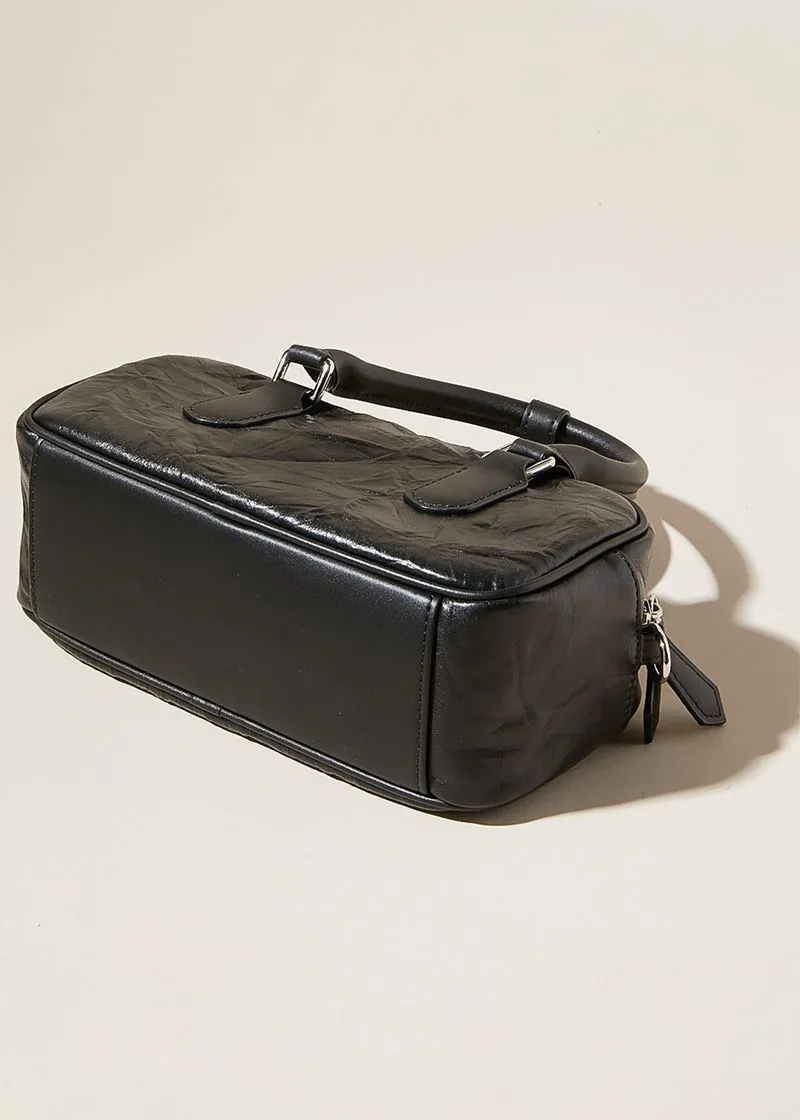 Pleated leather Handle Crossbody Bag