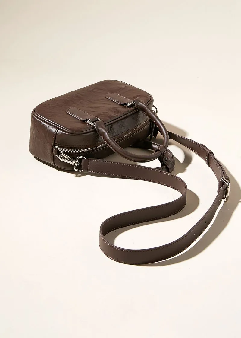 Pleated leather Handle Crossbody Bag