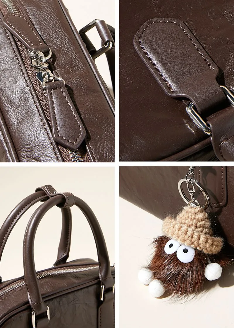 Pleated leather Handle Crossbody Bag