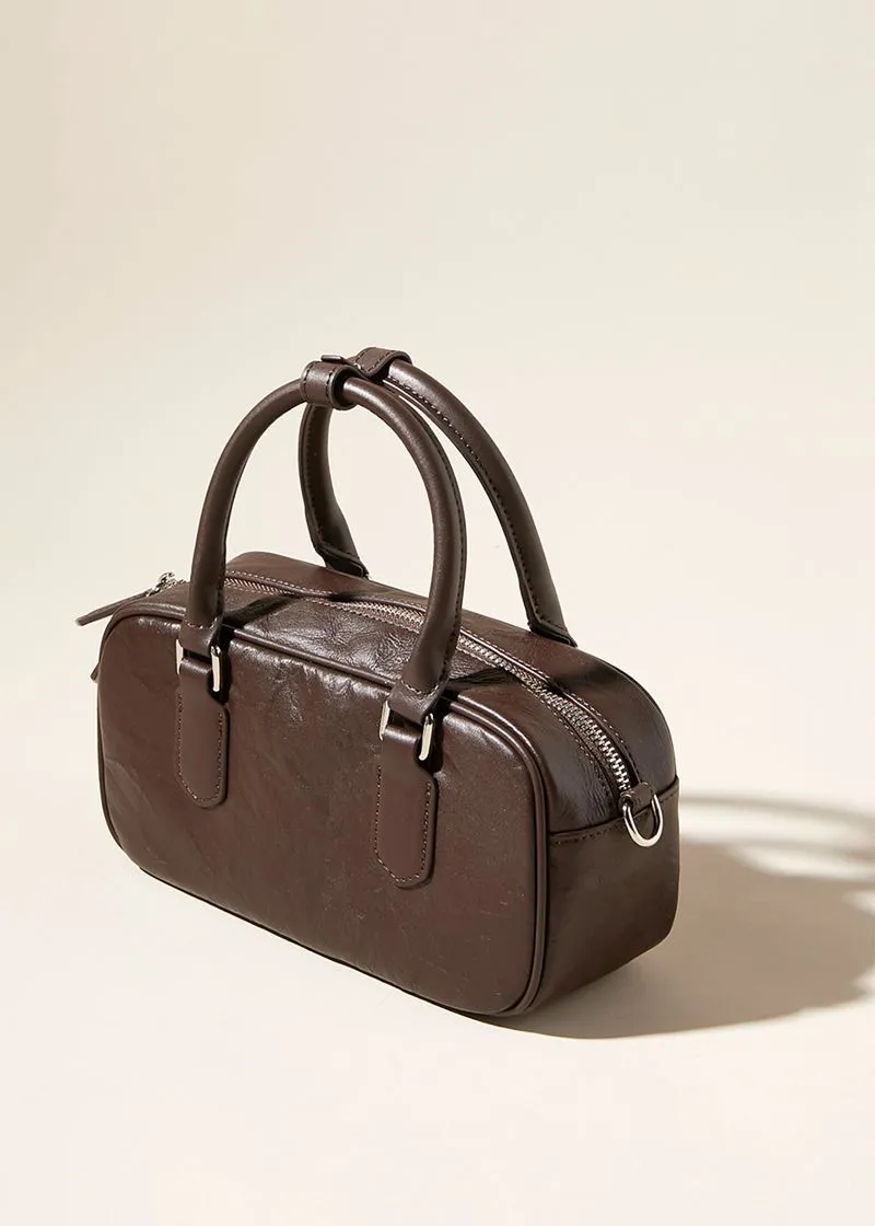 Pleated leather Handle Crossbody Bag