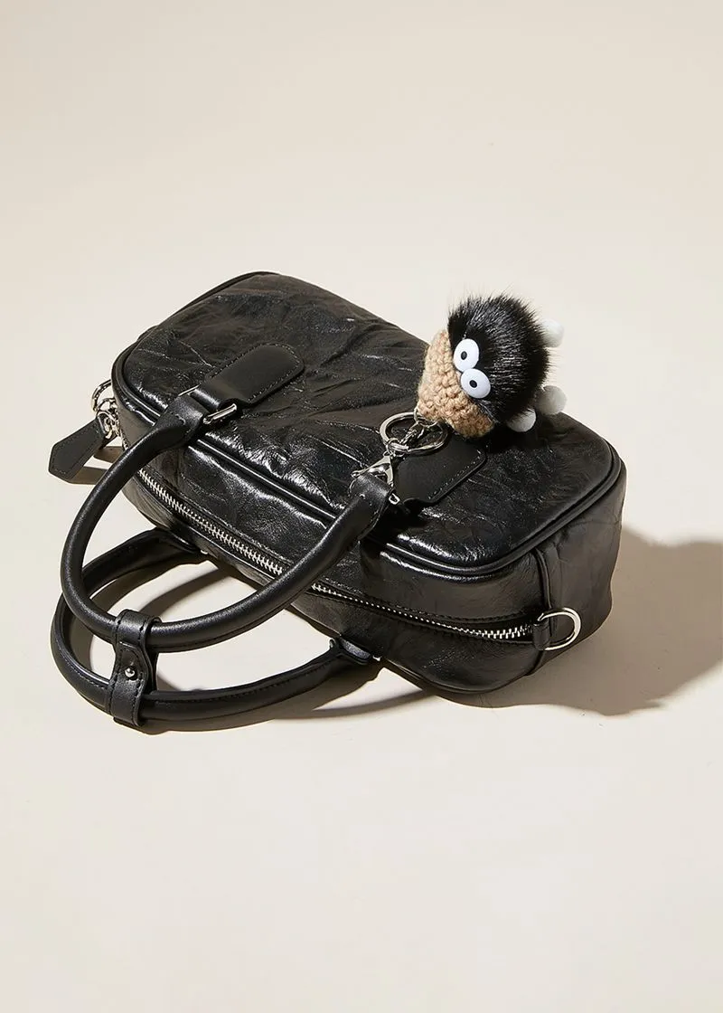 Pleated leather Handle Crossbody Bag