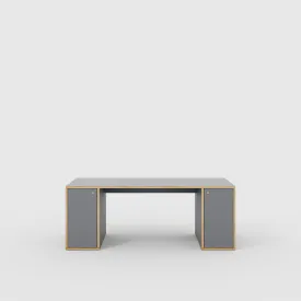 Plywood Desk with Storage Type 2 - Doors - Formica Tornado Grey - 2000(w) x 800(d) x 750(h)
