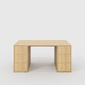 Plywood Desk with Storage Type 2 - Drawers - Plywood Oak - 1600(w) x 800(d) x 750(h)