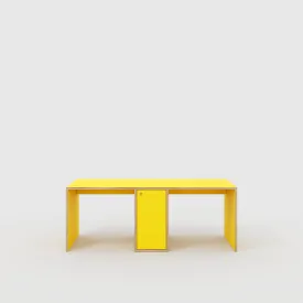 Plywood Desk with Storage Type 3 - Door - Formica Chrome Yellow - 2000(w) x 800(d) x 750(h)