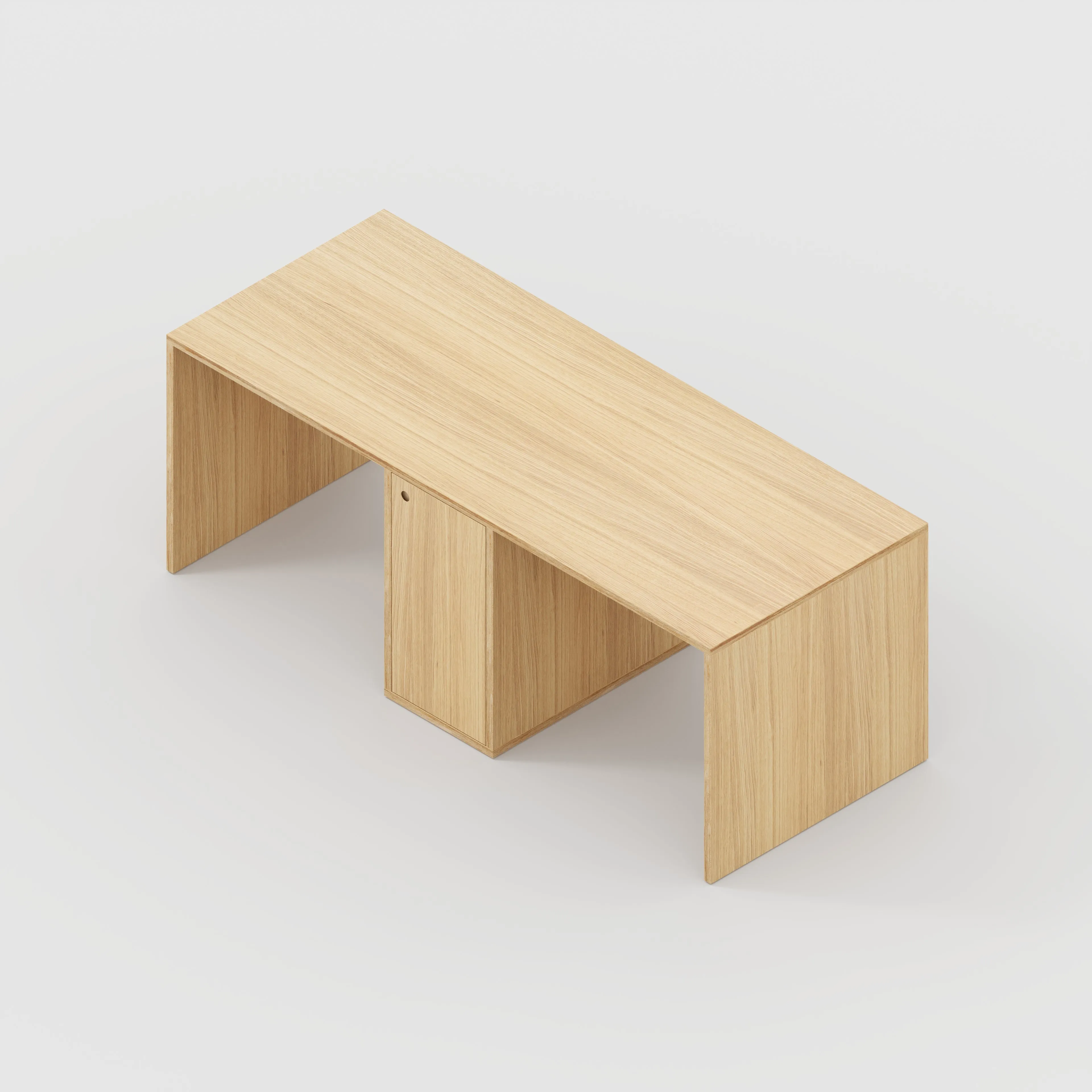 Plywood Desk with Storage Type 3 - Door - Plywood Oak - 2000(w) x 800(d) x 750(h)