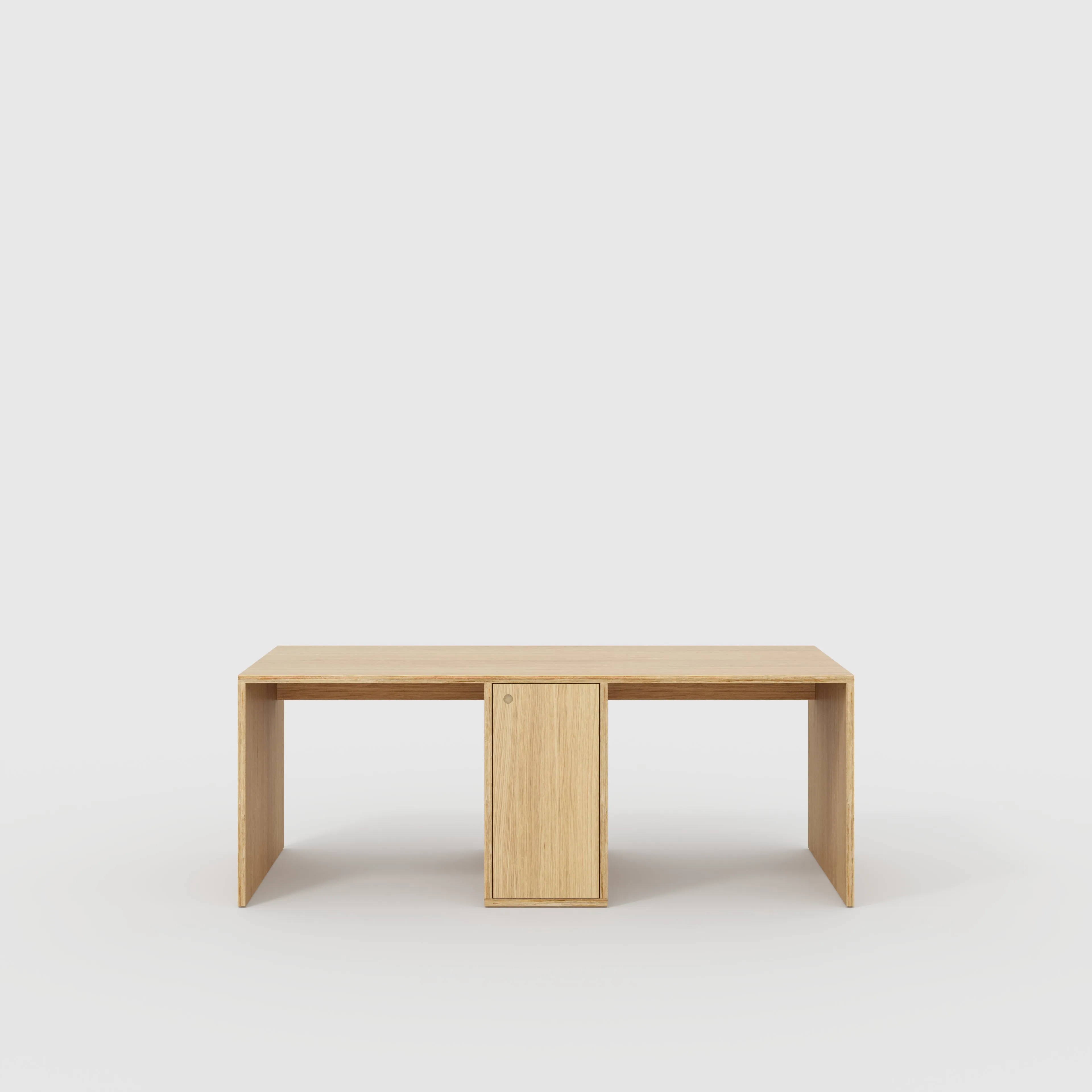 Plywood Desk with Storage Type 3 - Door - Plywood Oak - 2000(w) x 800(d) x 750(h)