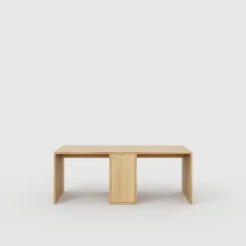 Plywood Desk with Storage Type 3 - Door - Plywood Oak - 2000(w) x 800(d) x 750(h)