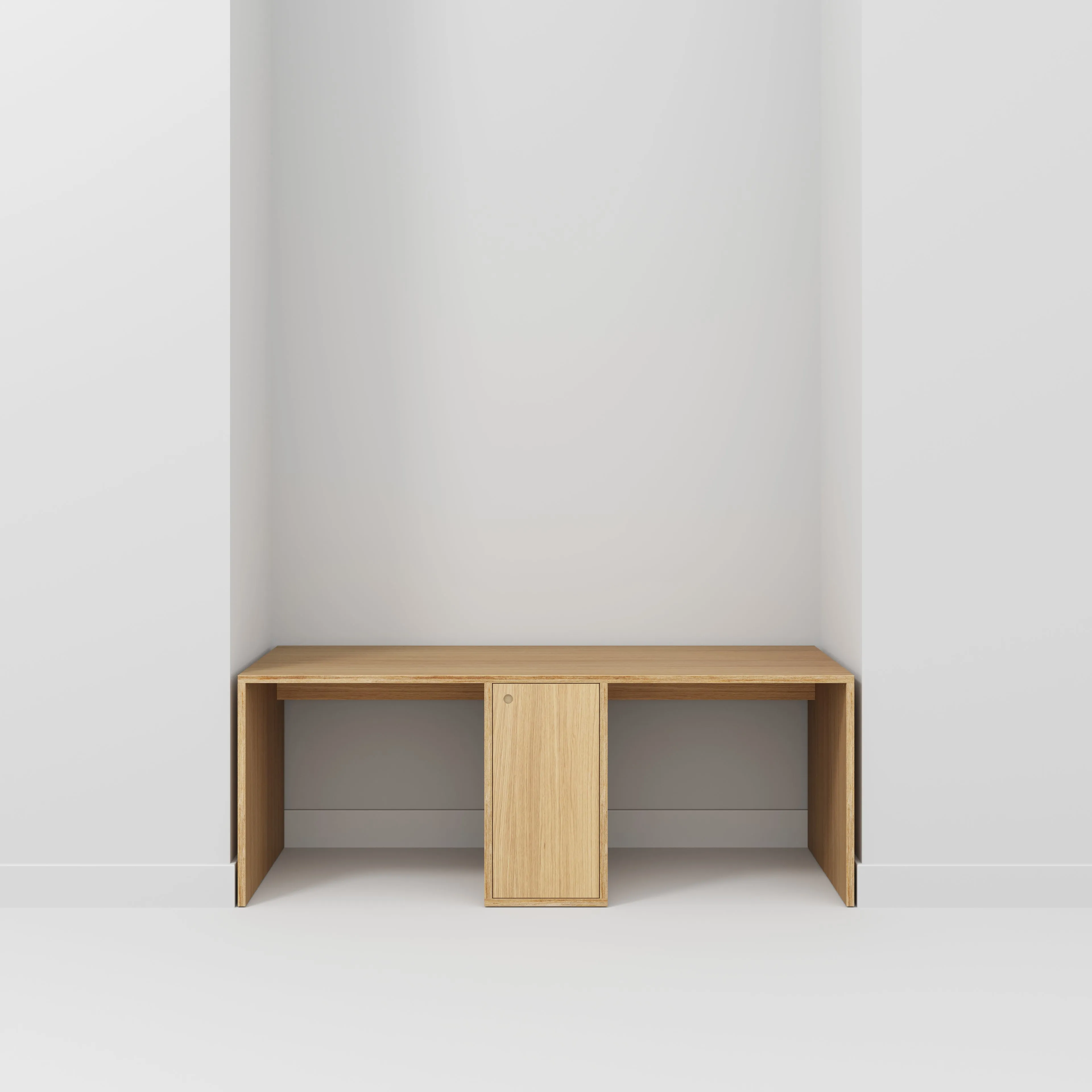 Plywood Desk with Storage Type 3 - Door - Plywood Oak - 2000(w) x 800(d) x 750(h)