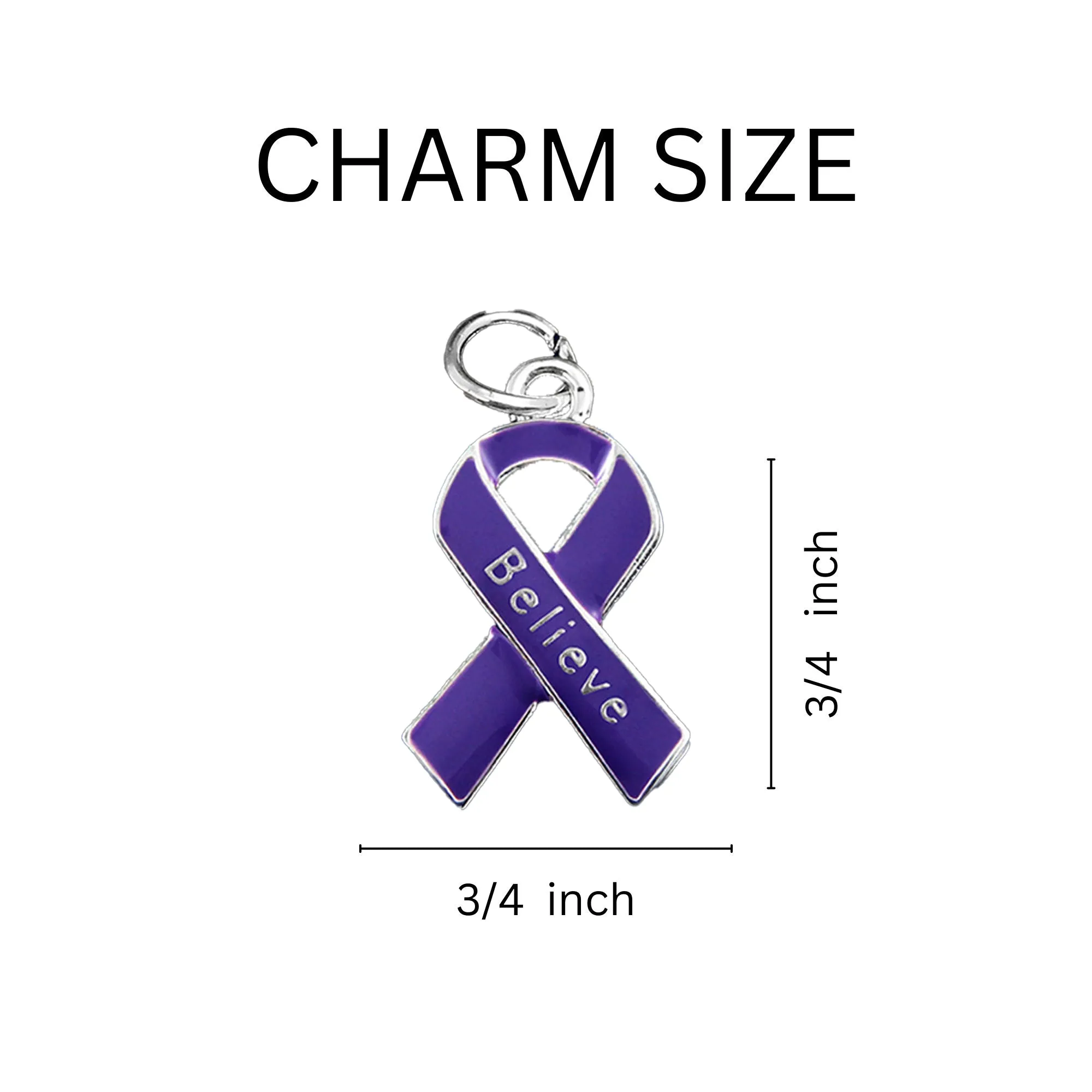 Purple Ribbon Circle Believe Split Style Keychains