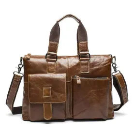 Rossie Viren  Men's Bunished Vintage Leather Shoulder Top Handle Bags