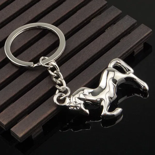 Shiny Silver Horse Keychain