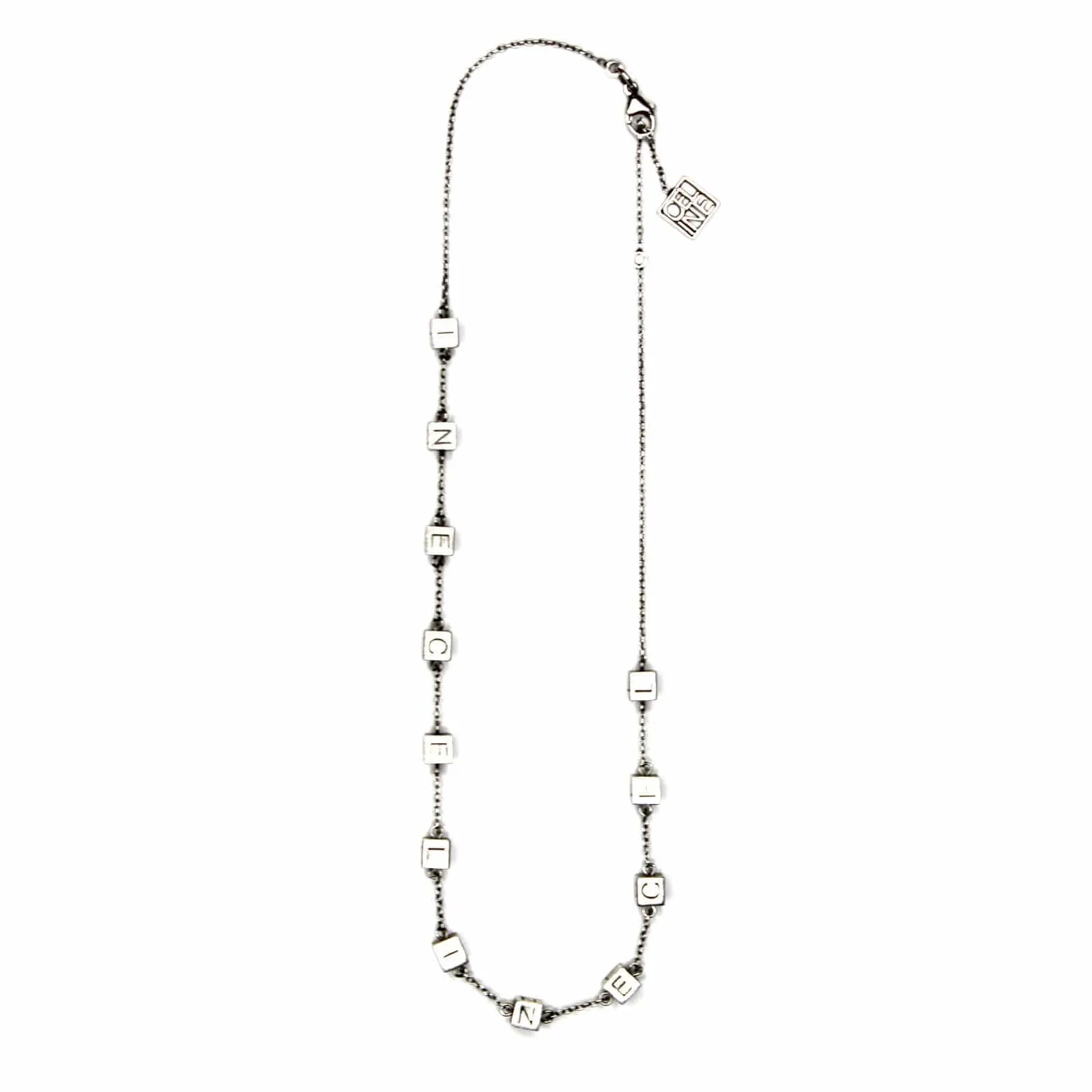 Silver Celine Alphabet Blocks Necklace