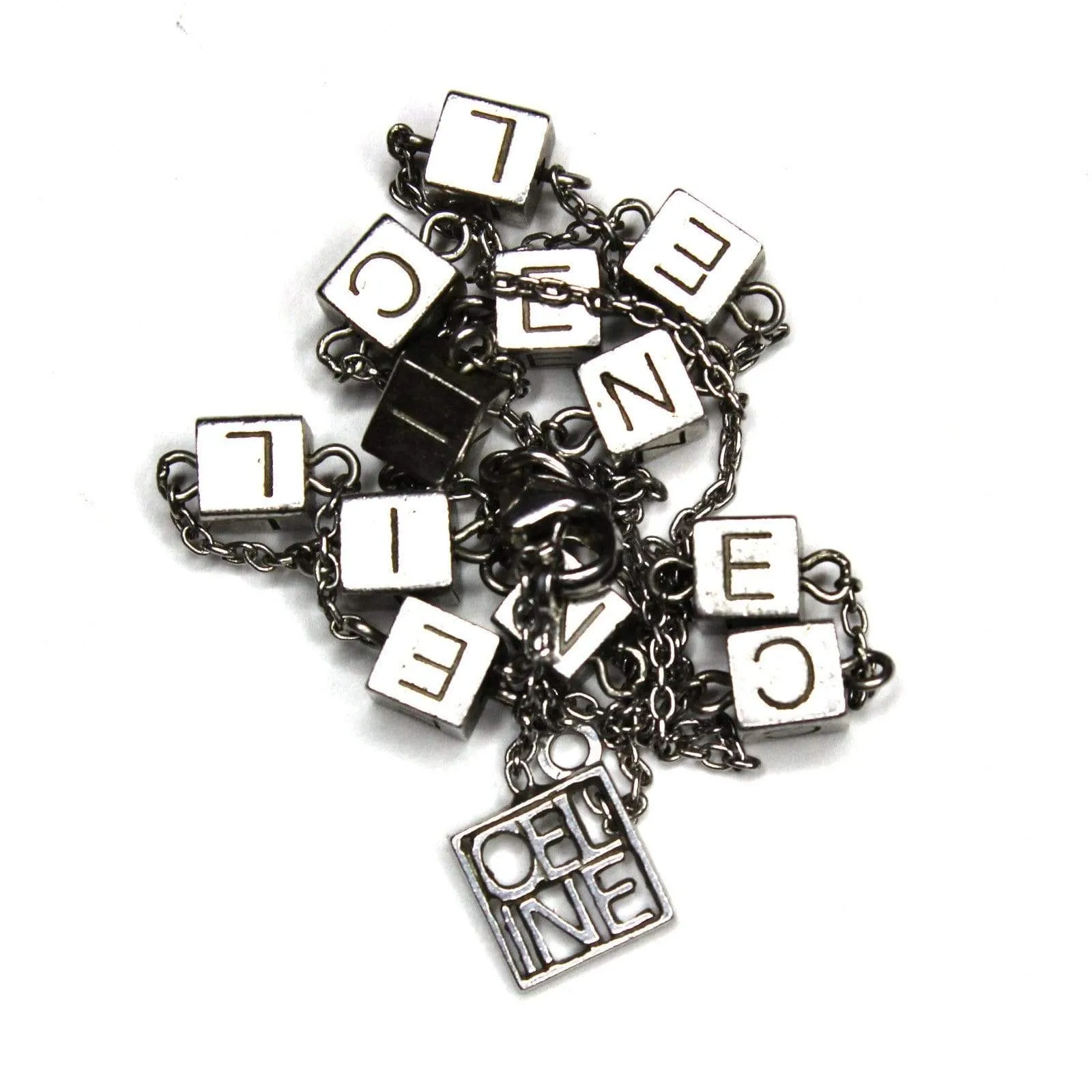 Silver Celine Alphabet Blocks Necklace