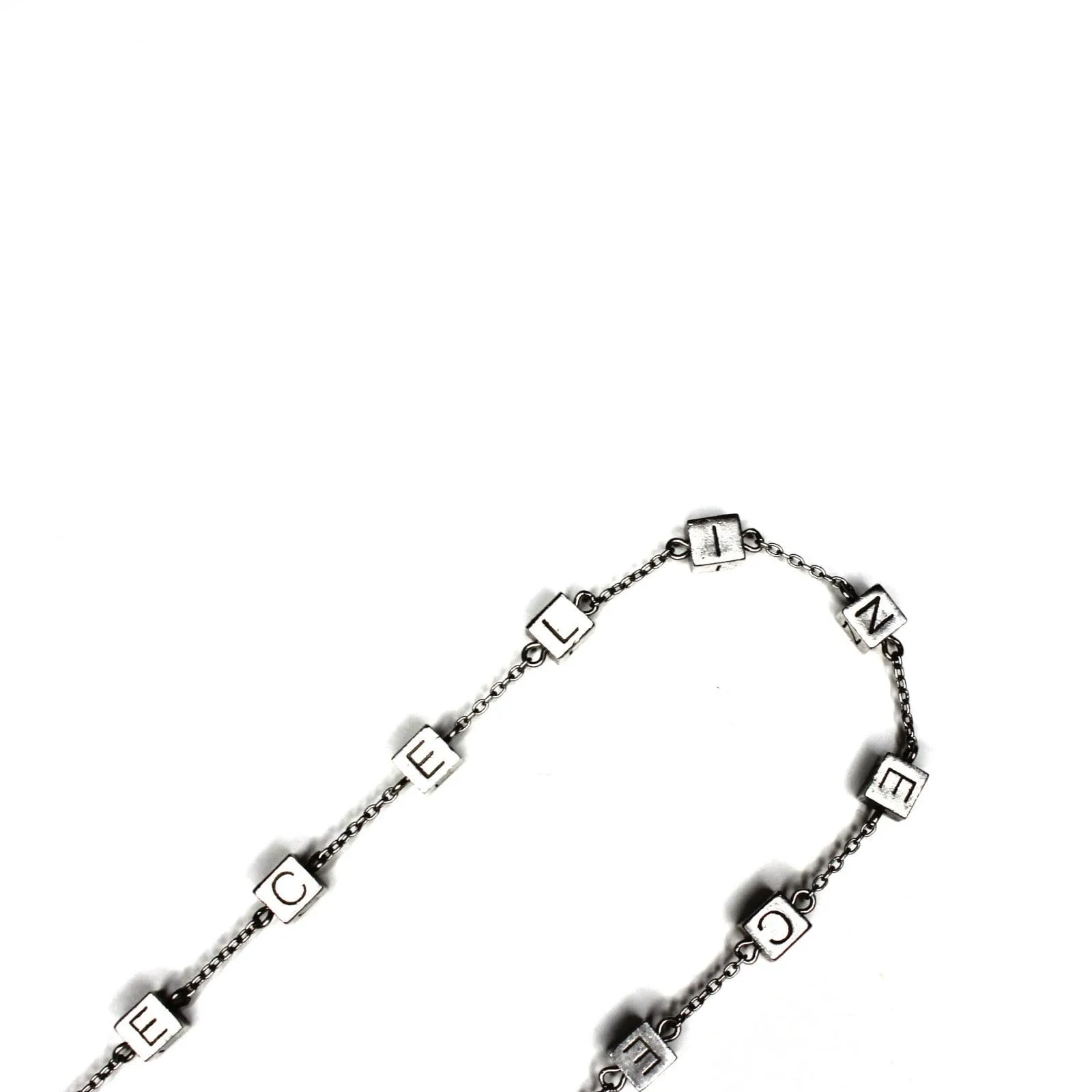 Silver Celine Alphabet Blocks Necklace