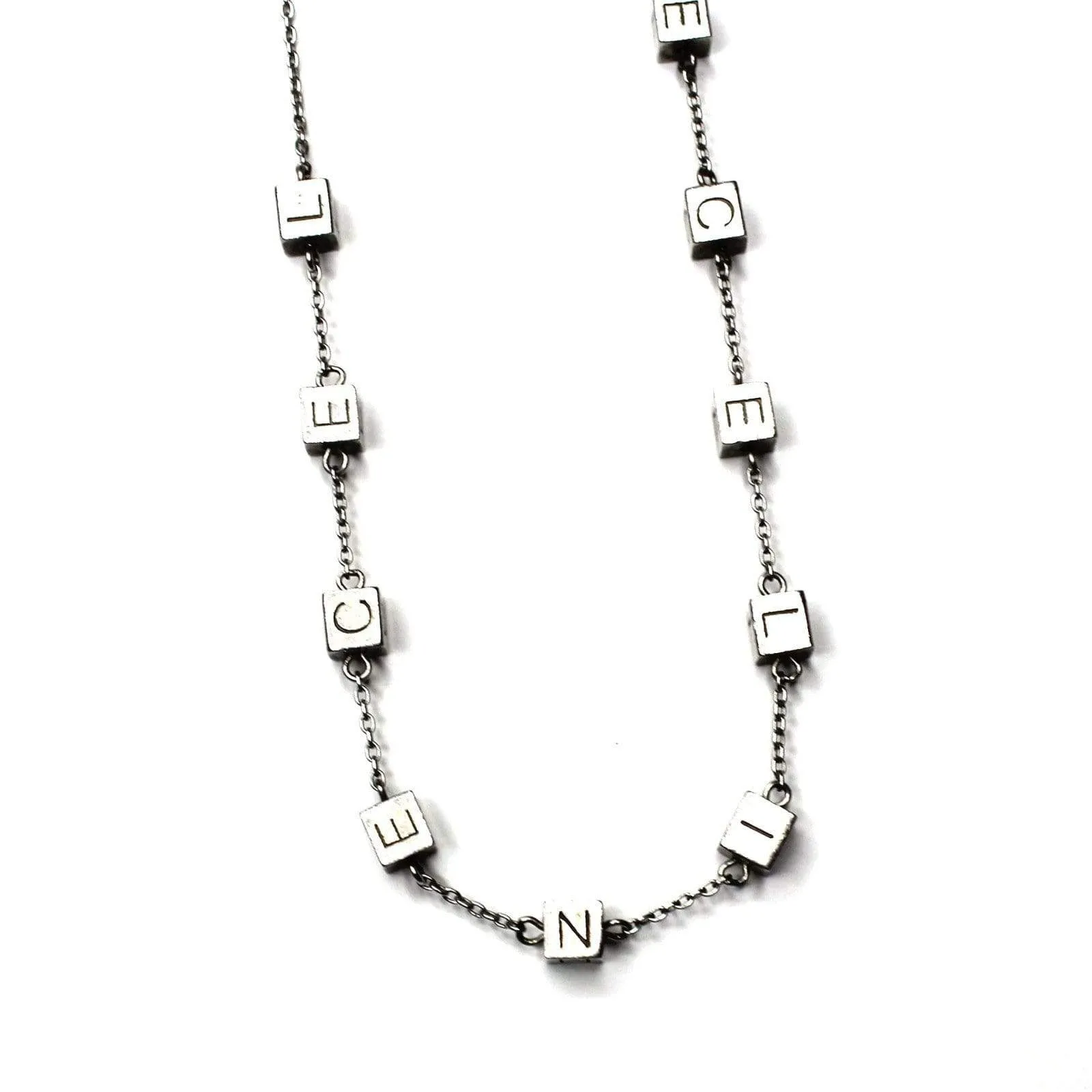 Silver Celine Alphabet Blocks Necklace